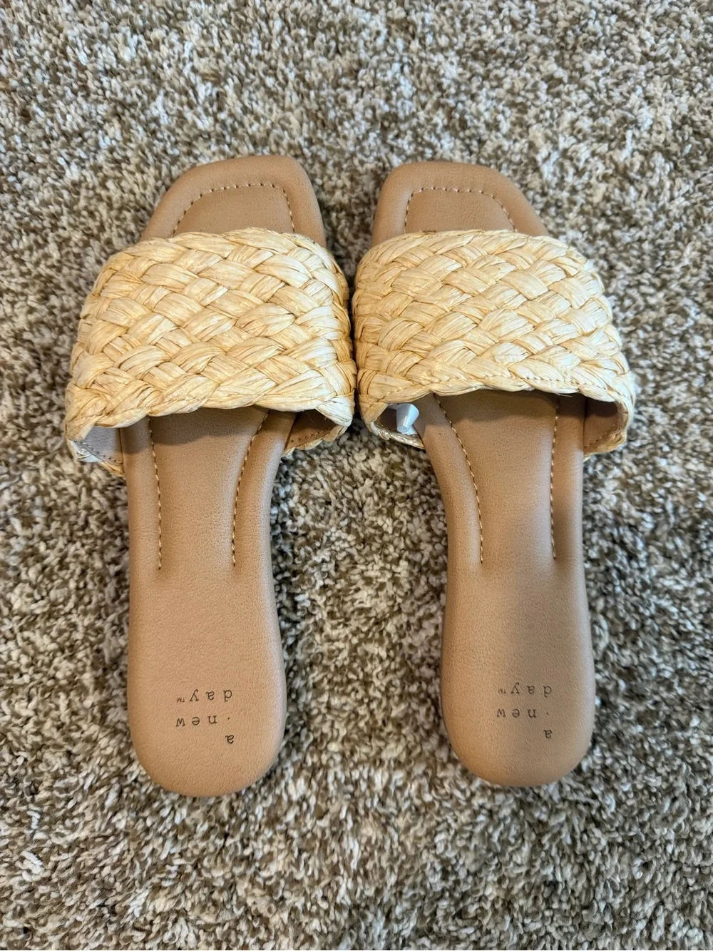Neutral Braided Slide Sandals - Women - Size 6.5